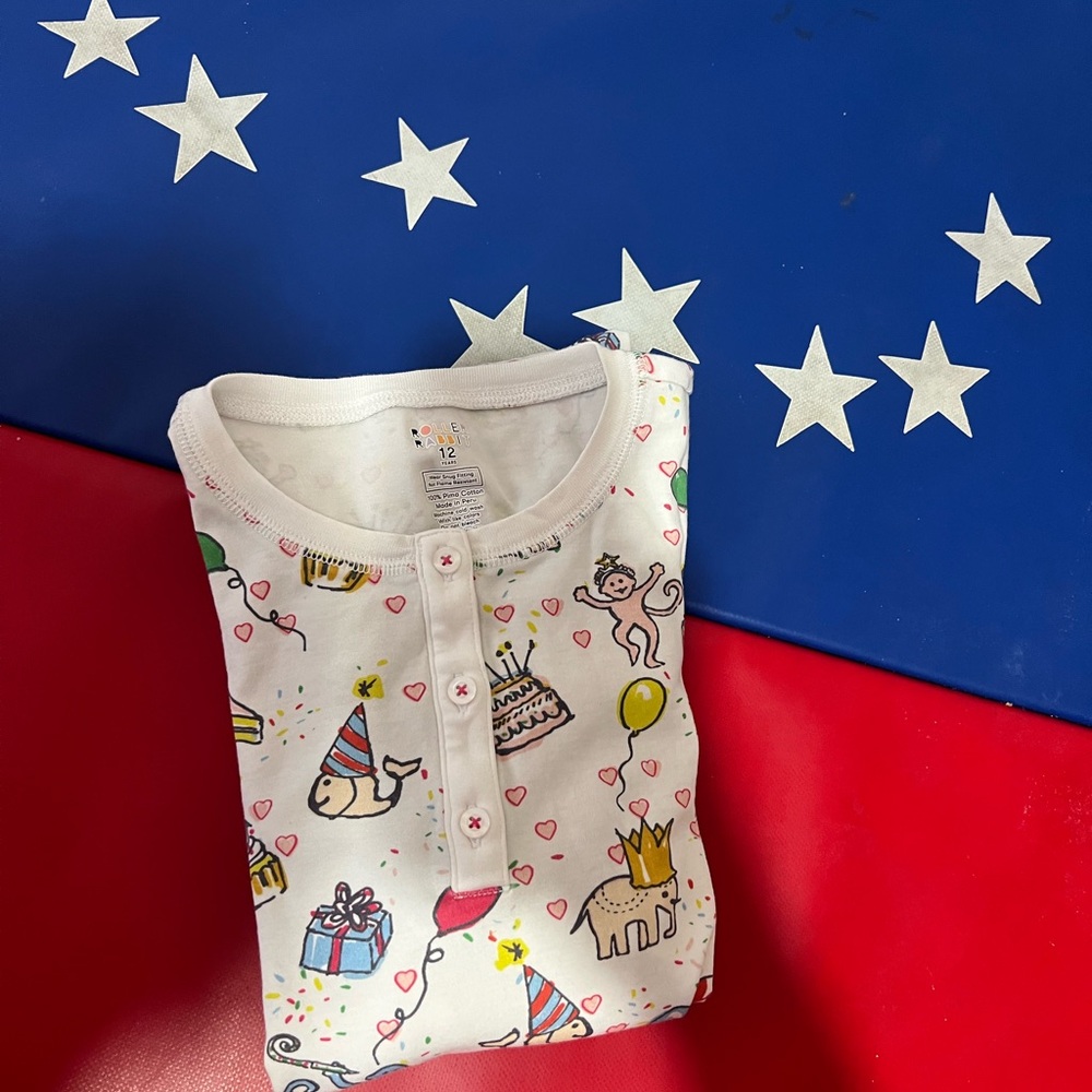 Roller Rabbit size 12 Birthday PJs